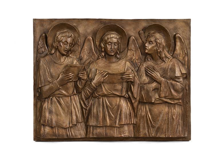 Praying angels - bas-relief